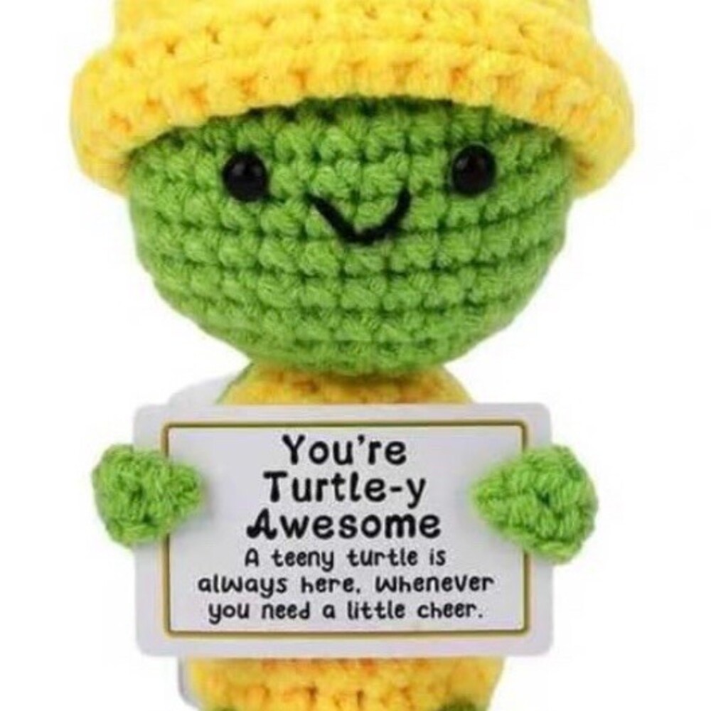 Reserved for Britt Turtle Plush Mini Green Crochet Style w/ “You’re Turtle-y